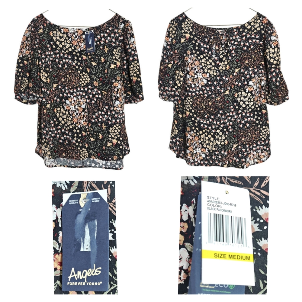 Angels Black Floral Blouse